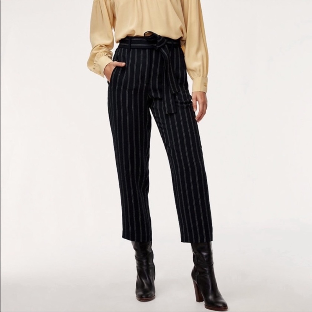 Aritzia Wilfred Jallade Tie-Front Pinstripe Pants Sz 4